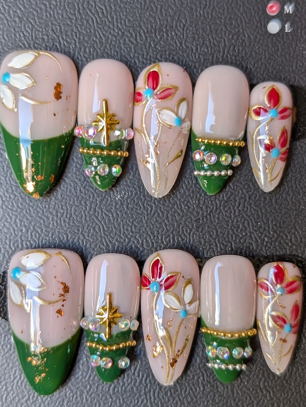 ❤️ 10pc Handmade Almond Press-On Premium Nails Size: Large 2.5 #18